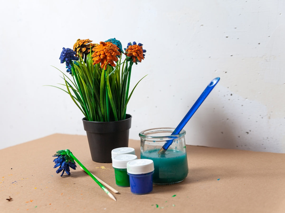 a group of flowers in a pot