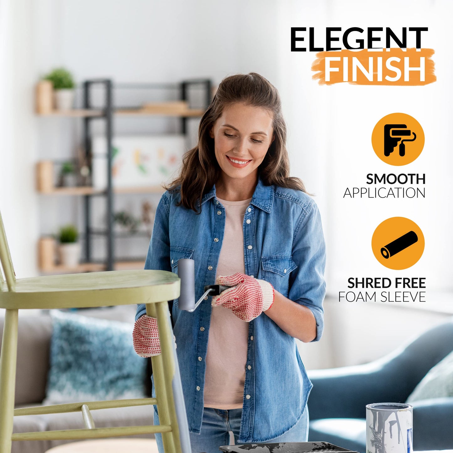 7 Pcs Paint Roller Set with 6X Large Plastic Dust Sheets – Complete Painting Kit with Rollers, Brushes, Trays, Masking Tape & Plastic Sheets for Walls, Ceilings & Furniture Protection