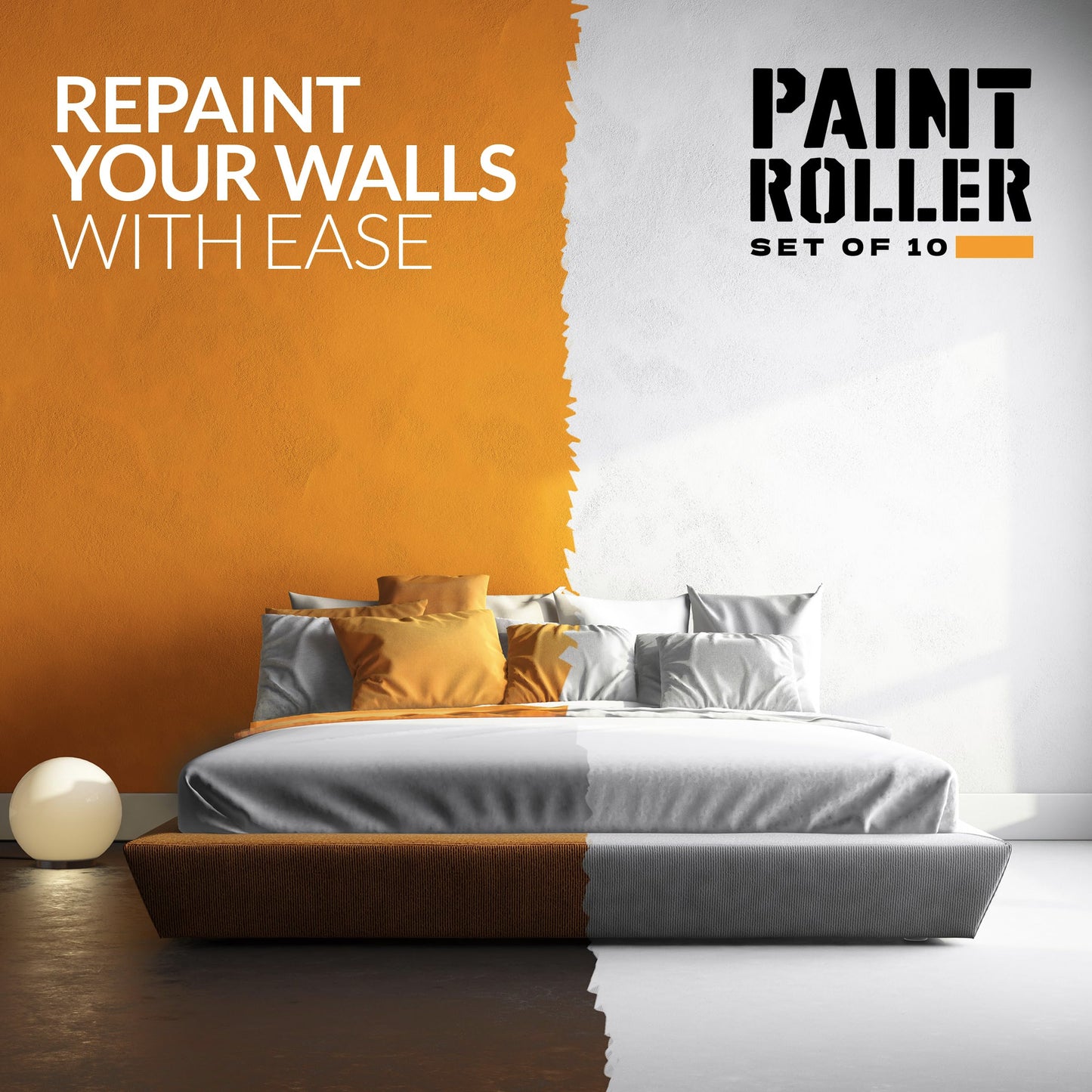 7 Pcs Paint Roller Set with 6X Large Plastic Dust Sheets – Complete Painting Kit with Rollers, Brushes, Trays, Masking Tape & Plastic Sheets for Walls, Ceilings & Furniture Protection