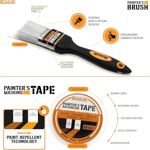 Paint Roller Set - Paint Rollers and Trays Sets - Paint Brush, Masking Tape for Painting, Paint Mixer - Roller Sets for Painting Walls, Edges & Ceilings - Bundle of 2 (10Pcs, 7Pcs & 21Pcs)