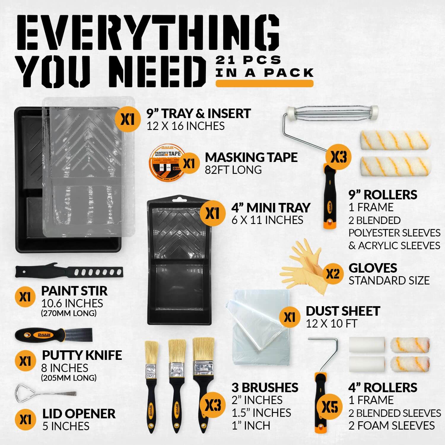 Paint Roller Set of 21 - Deluxe