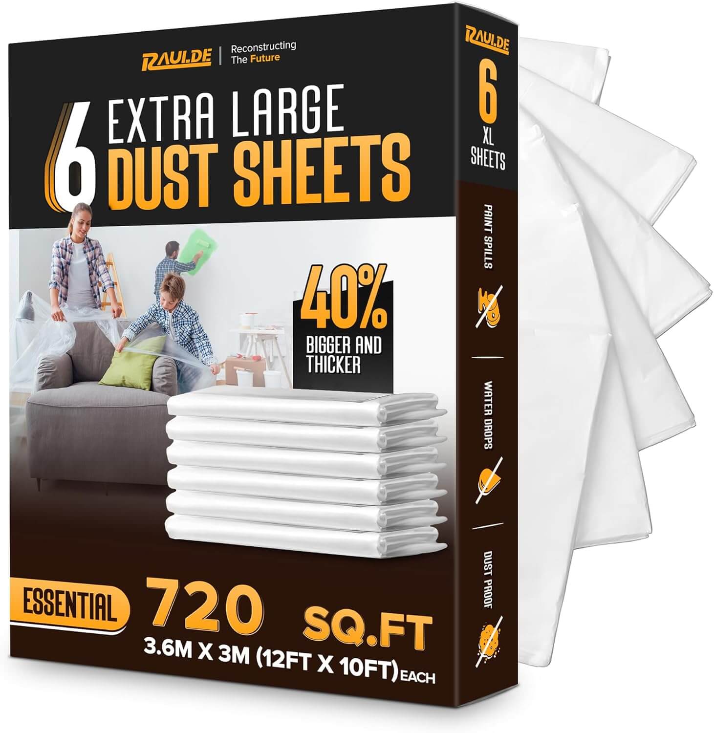6x Extra Large Plastic Dust Sheets