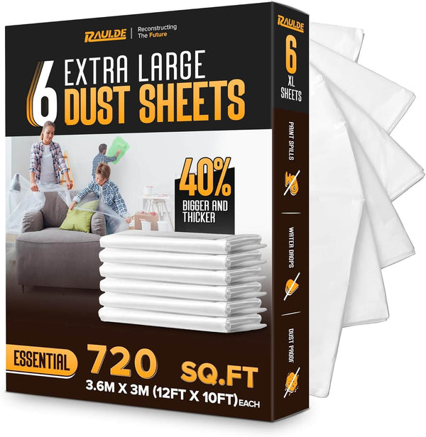 6x Extra Large Plastic Dust Sheets