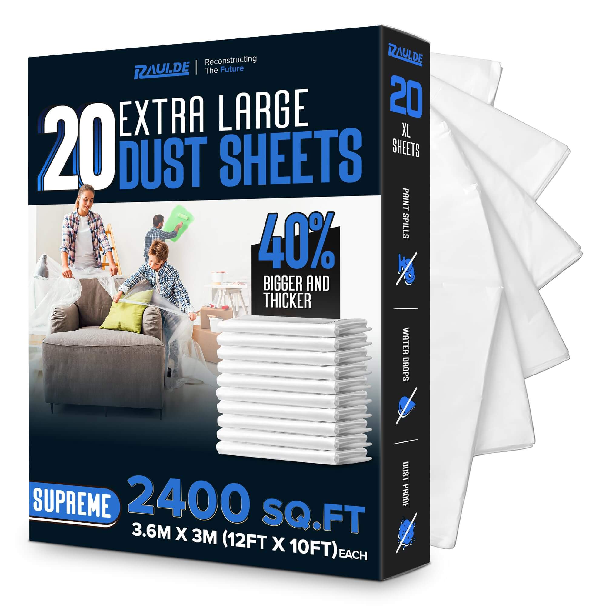 20x Extra Large Plastic Dust Sheets