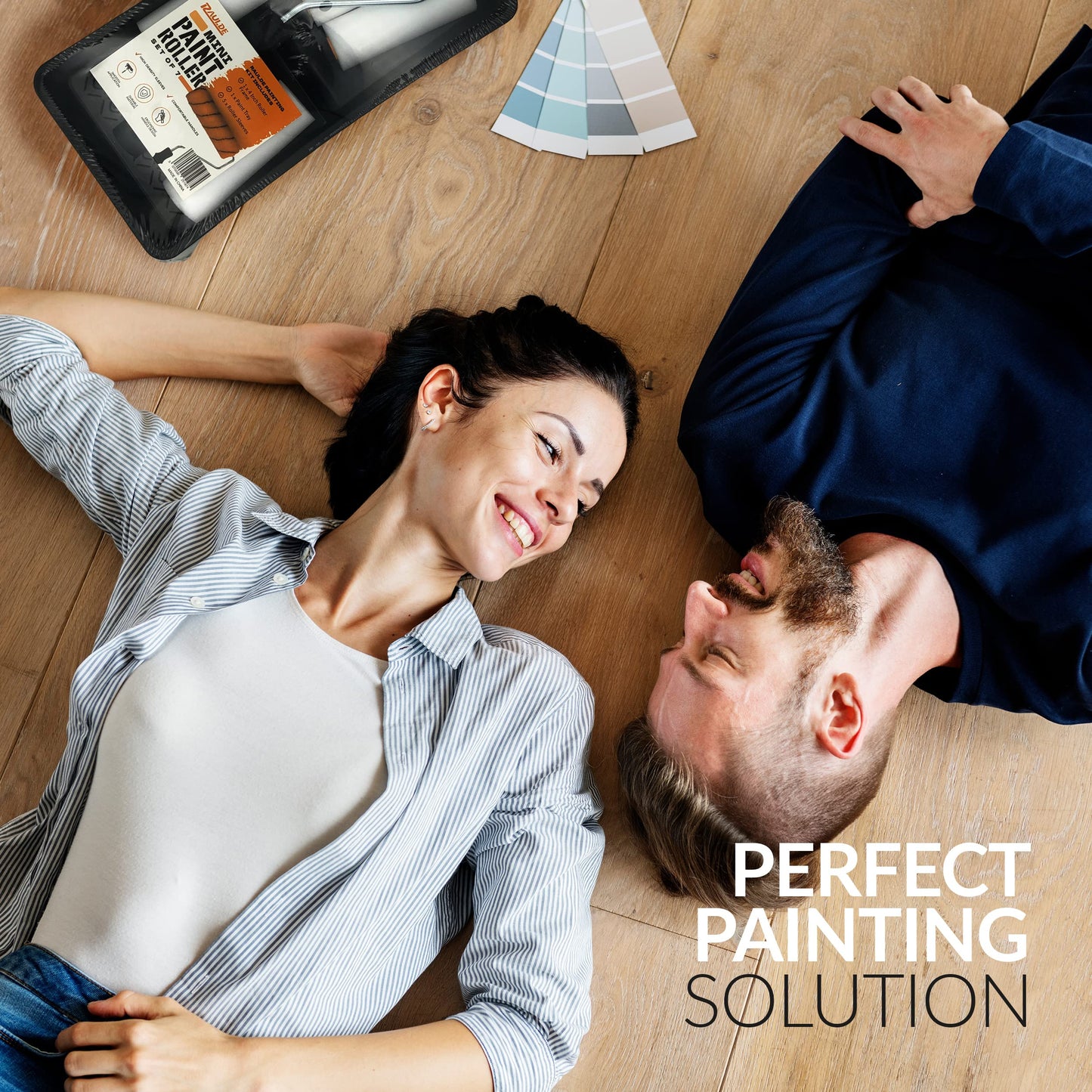 RAULDE Paint Roller Set - Includes a Paint Tray, Brush, Large and Mini Rollers & Sleeves, Paint Repellent Masking Tape, Paint Mixer - Roller Set for Painting Walls, Edges & Ceilings(7Pcs, 10Pcs & 21Pcs)