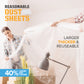 12x10FT 6 Pack Extra Large Plastic Dust Sheets for Decorating - 3.6M x 3M - Plastic Dust Sheets for Painting - Clear Plastic Sheet for Furniture & Floor Covering - Plastic Sheeting Heavy Duty - RAULDE