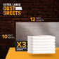 12x10FT 10 Pack Extra Large Plastic Dust Sheets for Decorating - 3.6M x 3M- Plastic Dust Sheets for Painting - Clear Plastic Sheet for Furniture & Floor - Polythene Sheeting - Decorating Sheet -RAULDE