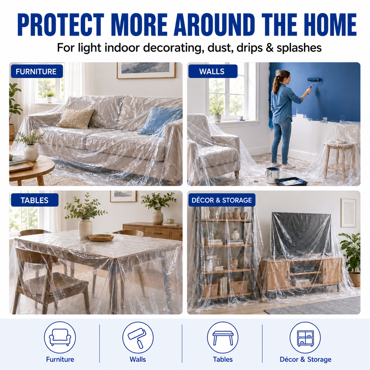 10x Extra Large Plastic Dust Sheets