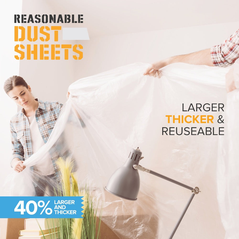 RAULDE®️ - Large Plastic Dust Sheets for Decorating & Painting