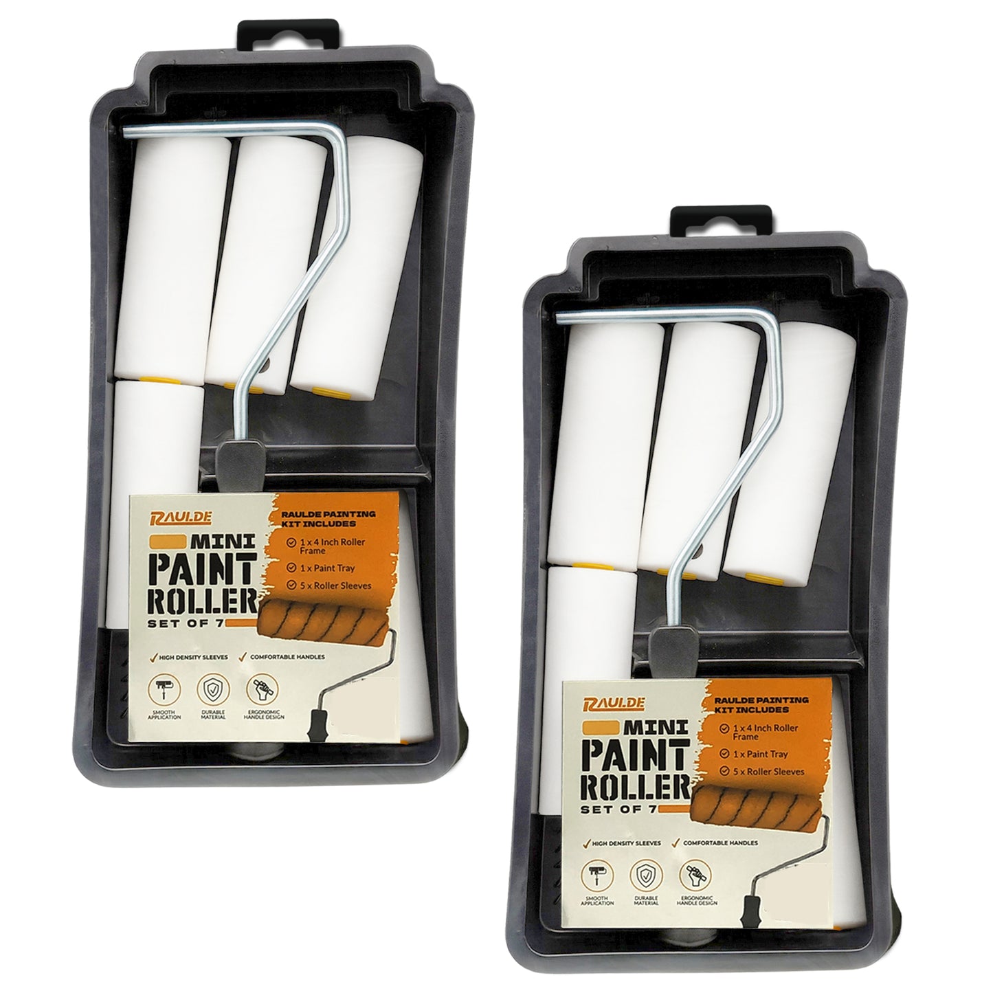 Paint Roller Set - Paint Rollers and Trays Sets - Paint Brush, Masking Tape for Painting, Paint Mixer - Roller Sets for Painting Walls, Edges & Ceilings - Bundle of 2 (10Pcs, 7Pcs & 21Pcs)